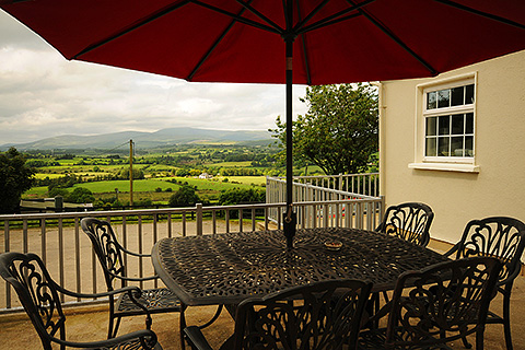 Kyle Farmhouse, Moyne. County Wicklow | Outdoor seating with views to Lugnaquilla